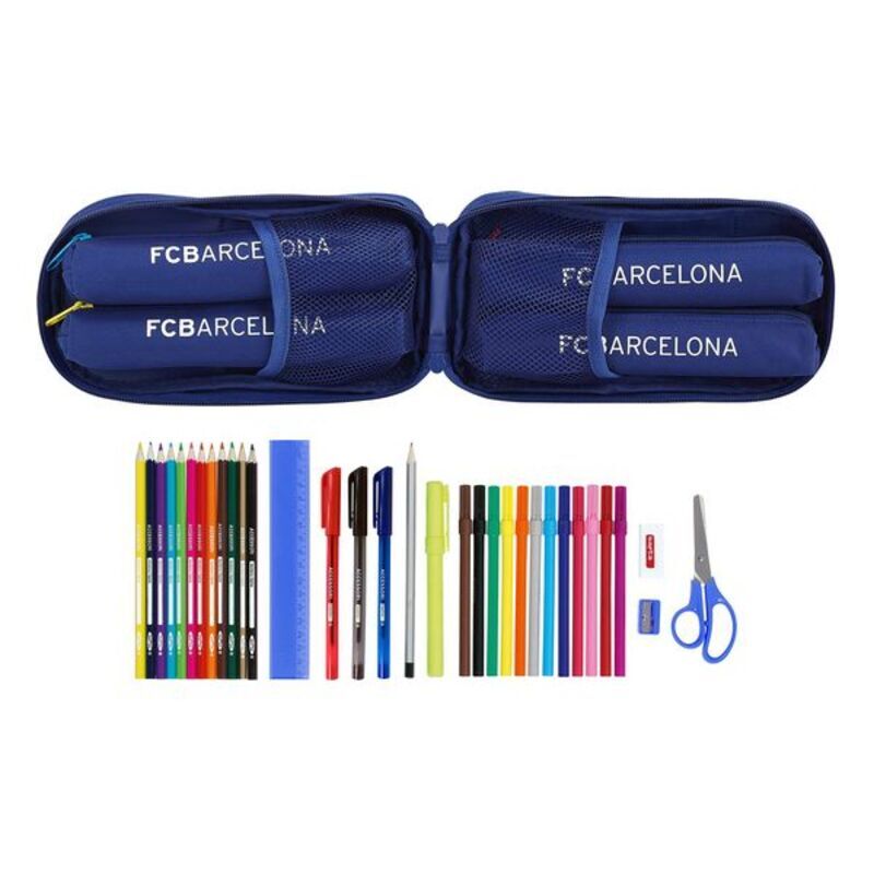 Rucksack mit Federtaschen F.C. Barcelona Blau (33 Stücke)