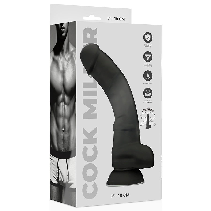 COCK MILLER SILICONE DENSITY COCKSIL ARTICULABLE BLACK 18 CM