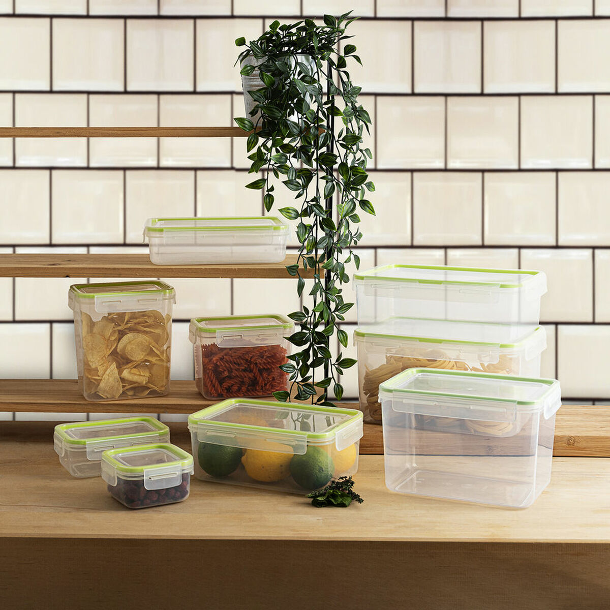 Lunch box Quid Greenery 475 ml Transparent Plastic (Pack 4x)