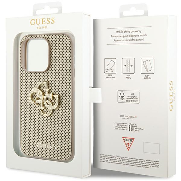 Guess GUHCP15XPSP4LGD iPhone 15 Pro Max złoty/gold hardcase Perforated 4G Glitter