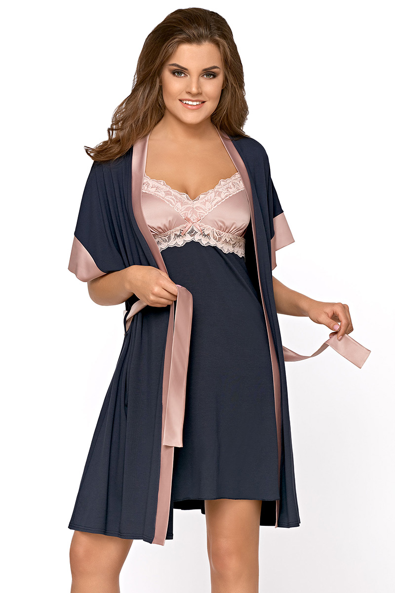 Short bathrobe model 133940 Babella navy blue Ladies