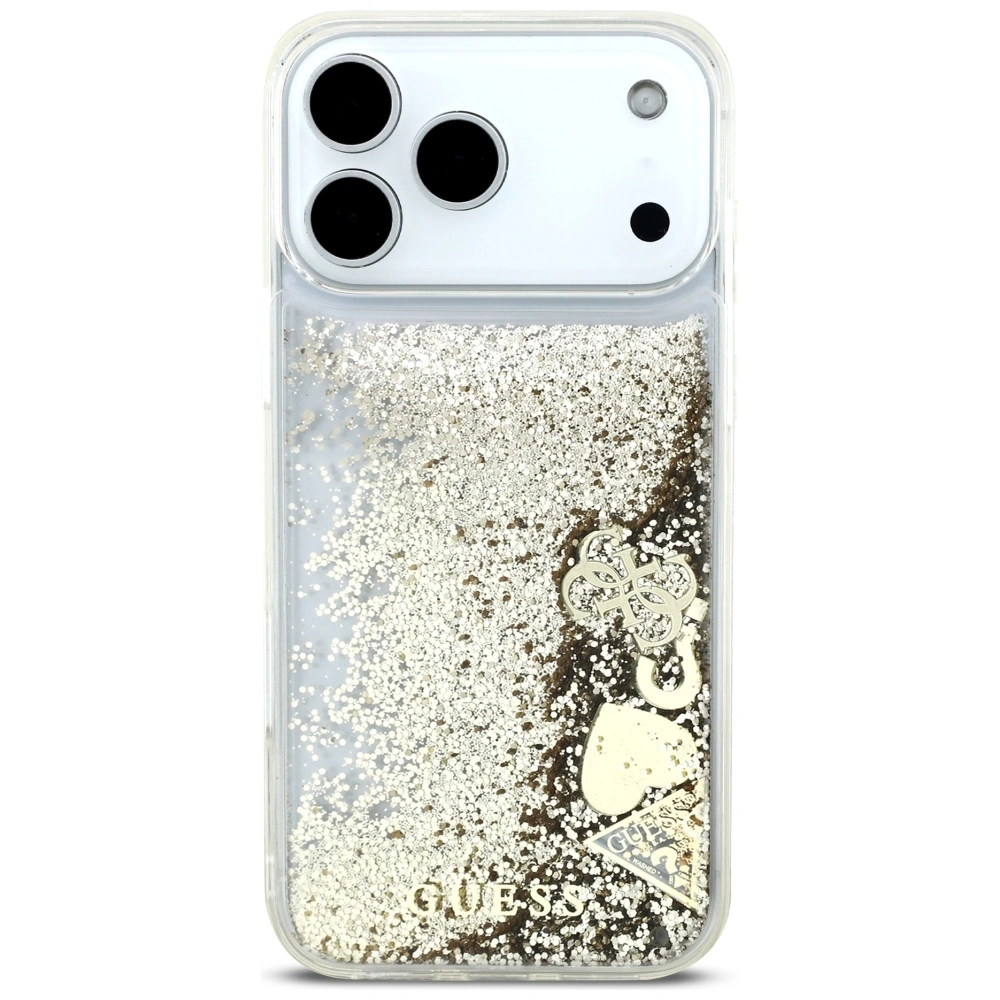 Etui Guess Liq. Glitter 4 Charms do Apple iPhone 17 Pro Max złoty
