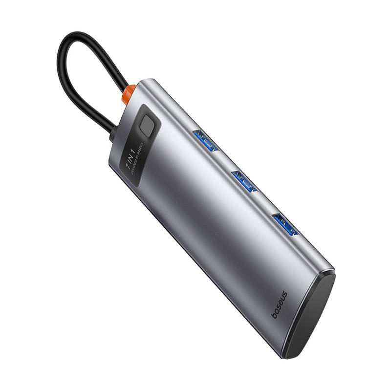 Baseus Gleam hub 7in1 USB-C to 1x HDMI4K 60Hz+3xUSB3.0+1xPD+1xSD/TF adapter (gray)