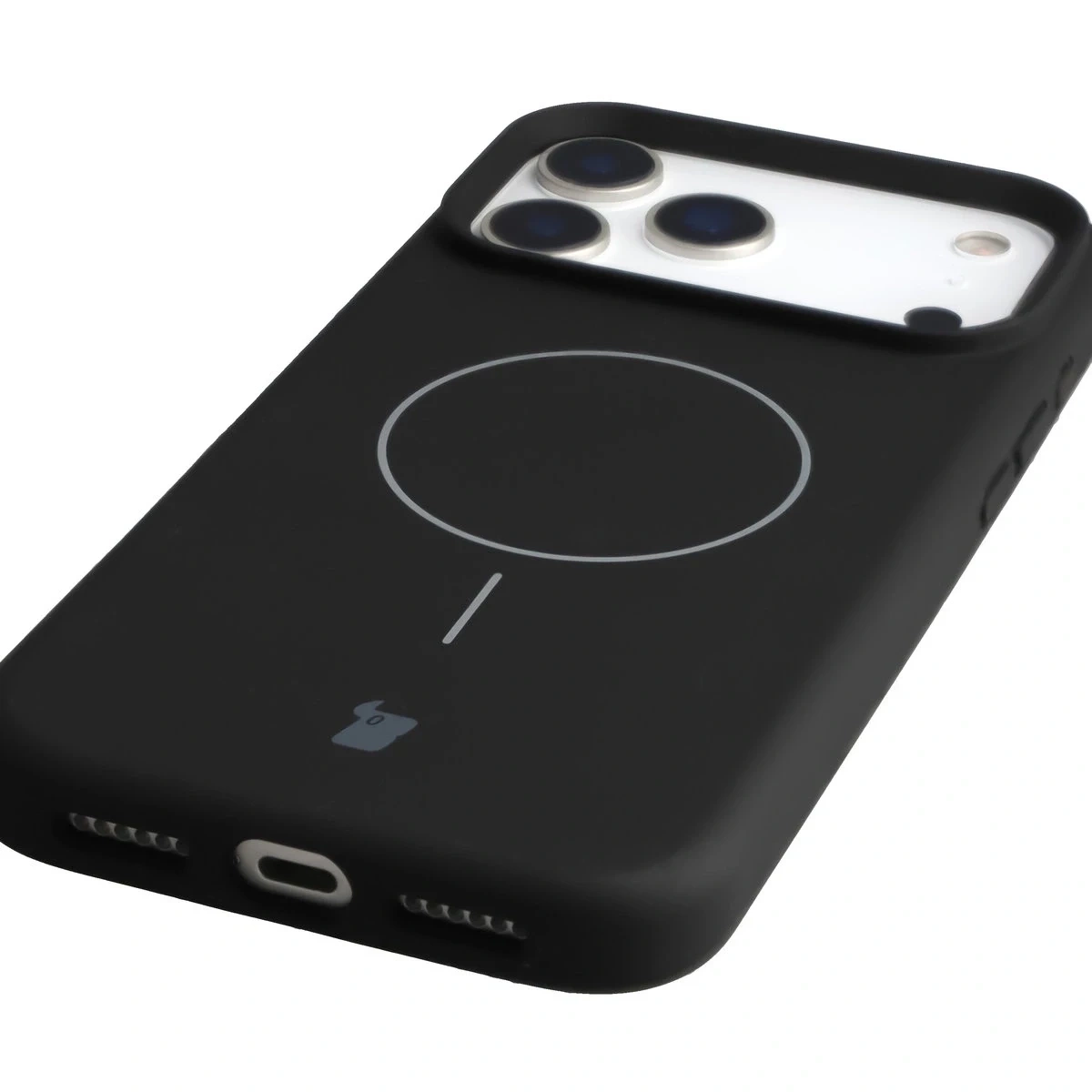 Silikonowe etui z pierścieniem magnetycznym Bizon Soft Case Magnetic do Apple iPhone 17 Pro Max czarne
