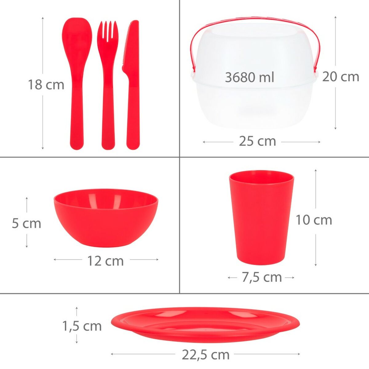 Picnic set Aktive 22,5 x 1,5 x 22,5 cm polypropylene (4 Units)