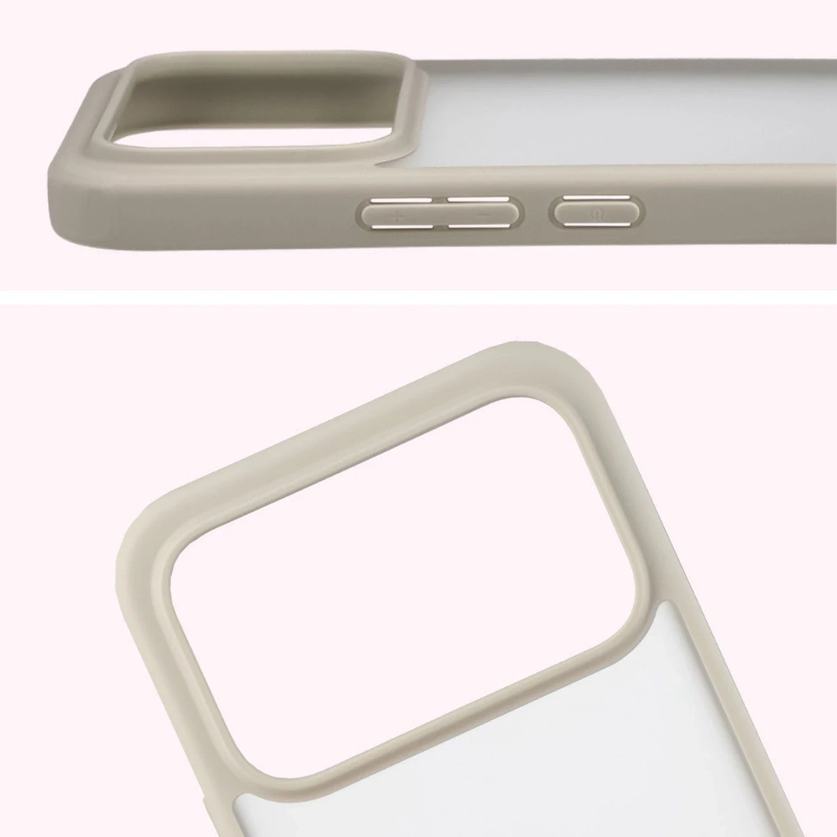 Etui Bizon Case Angelo do Xiaomi POCO F8 Ultra półprzezroczyste z beżową ramką