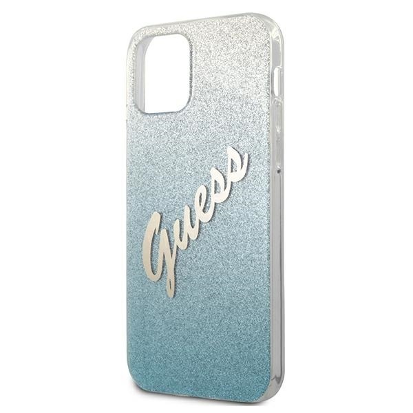 Guess GUHCP12MPCUGLSBL Apple iPhone 12/12 Pro blue hardcase Glitter Gradient Script
