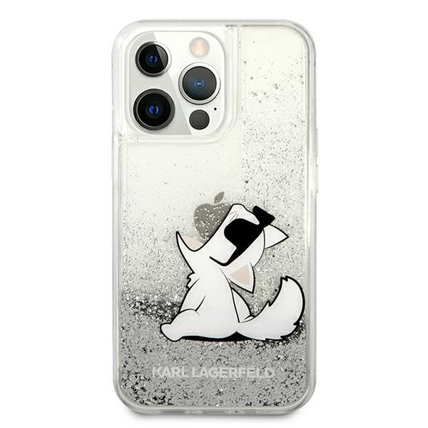 Karl Lagerfeld KLHCP13XGCFS Apple iPhone 13 Pro Max silver hardcase Liquid Glitter Choupette Fun