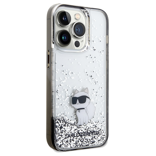 Karl Lagerfeld KLHCP14LLKCNSK Apple iPhone 14 Pro hardcase Liquid Glitter Choupette transparent