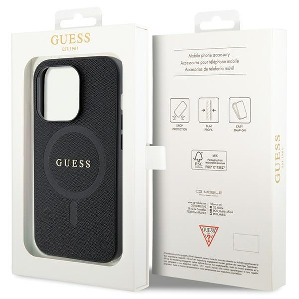 Guess GUHMP14LPSAHMCK Apple iPhone 14 Pro hardcase Saffiano MagSafe black