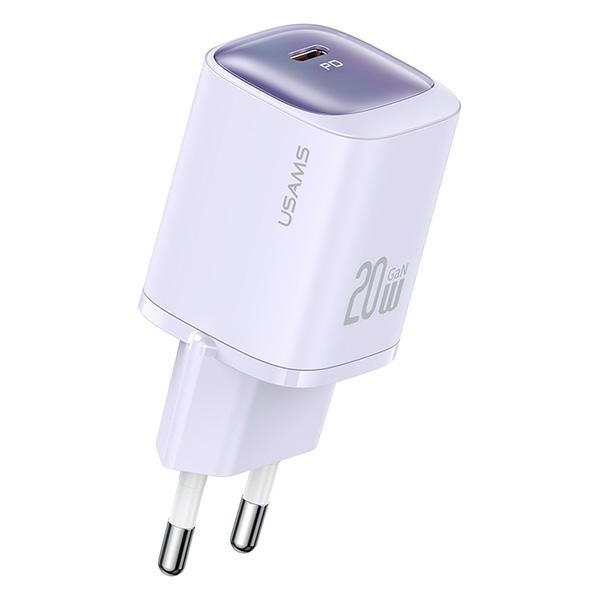 USAMS CC248 wall charger USB-C 20W GaN Fast Charging HC Series purple