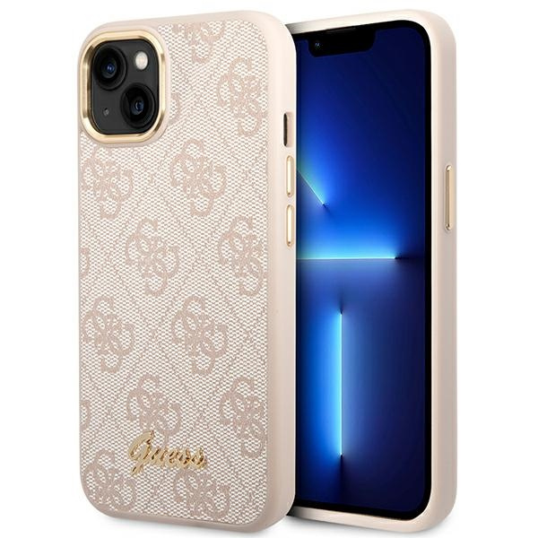 Guess GUHCP14SHG4SHP Apple iPhone 14 pink hard case 4G Vintage Gold Logo