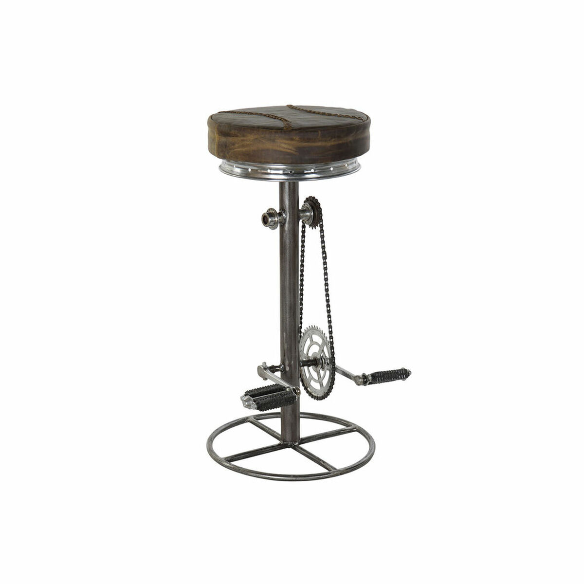 Stool DKD Home Decor Brown Leather Metal (44 x 41 x 82 cm)