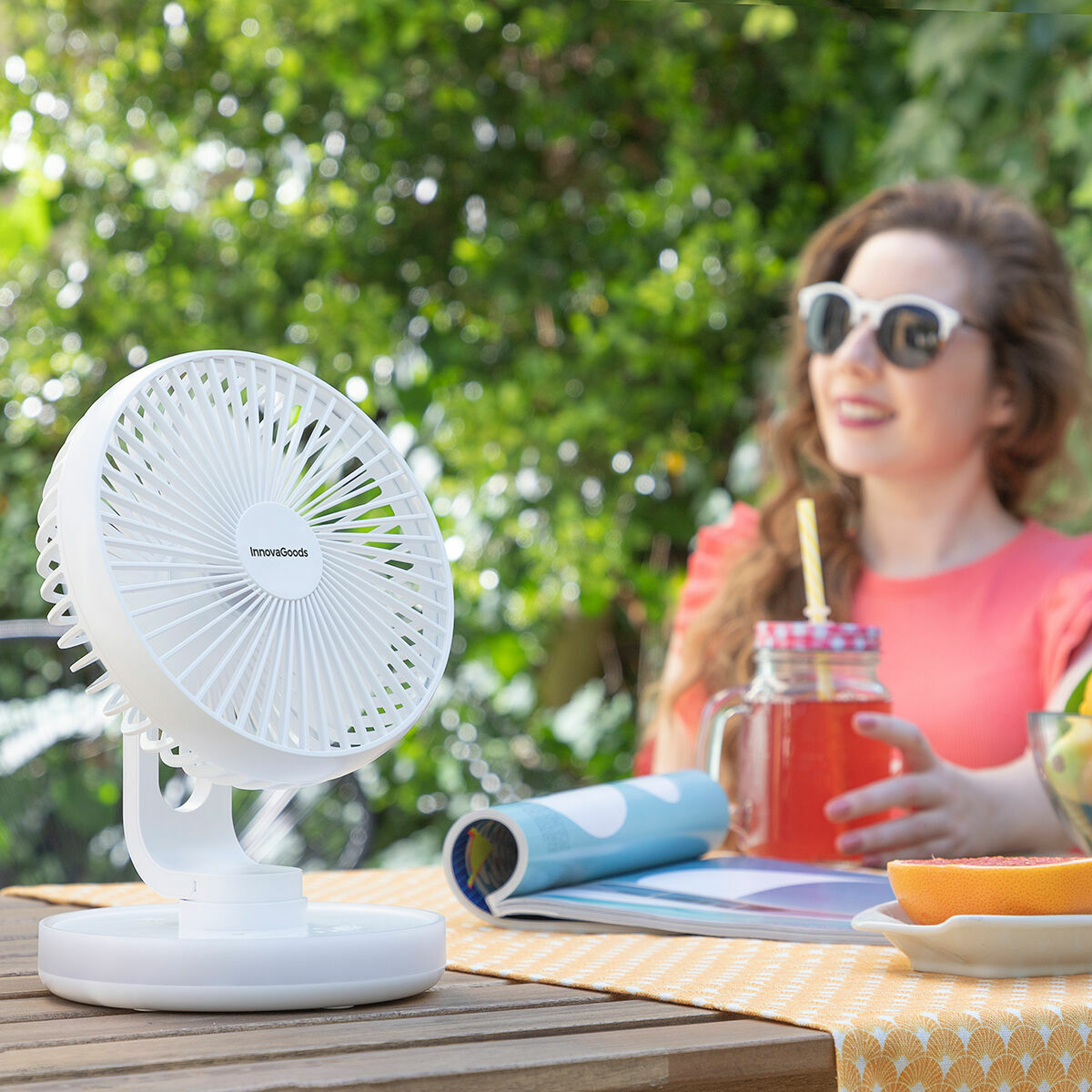 Rechargeable Desk Fan with LED FanLed InnovaGoods Ø6,6'' 4000 mAh Rechargeable Desk Fan with LED FanLed InnovaGoods Ø6,6'' 4000 mAh