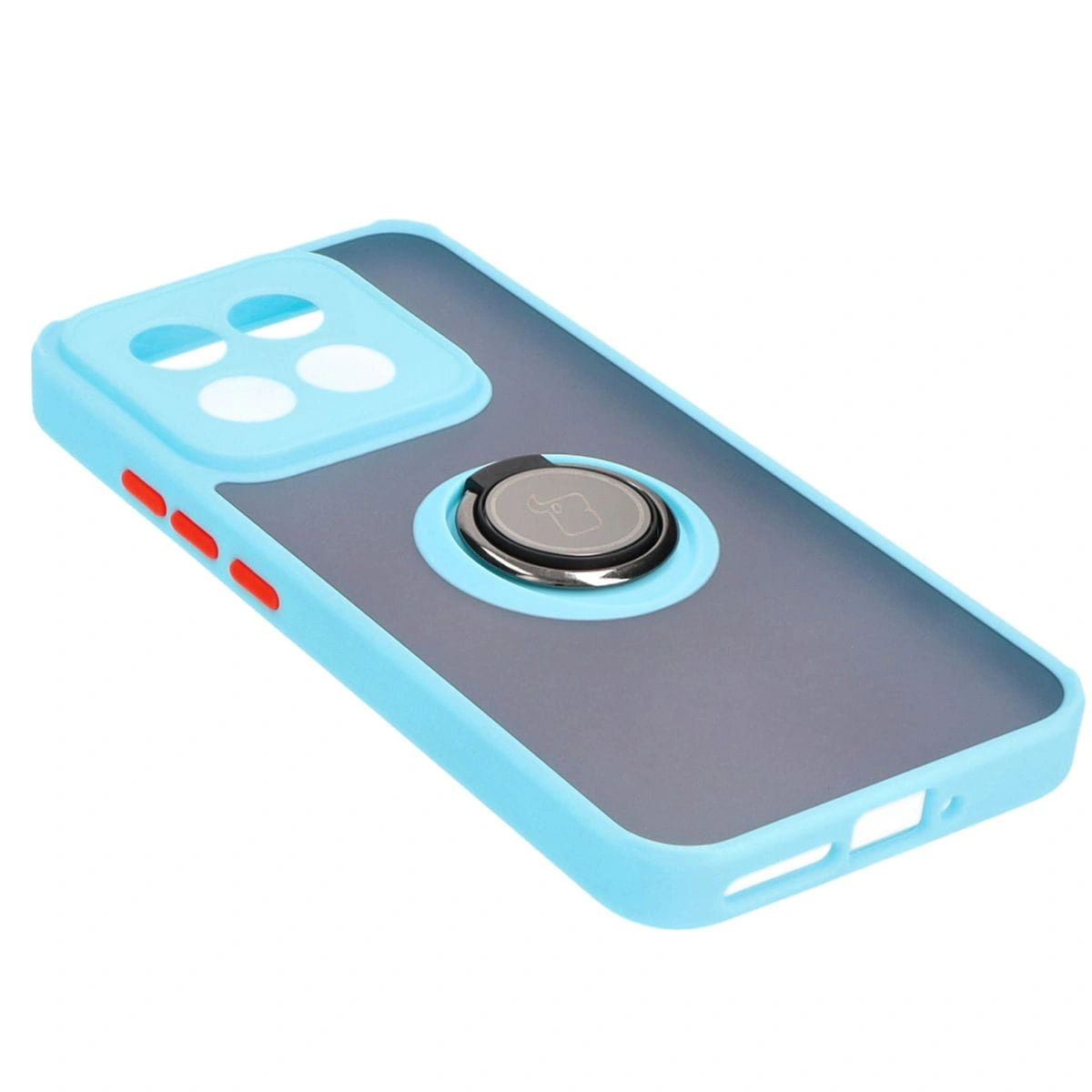 Bizon Case Hybrid Ring Xiaomi 14 smoky with a light blue frame