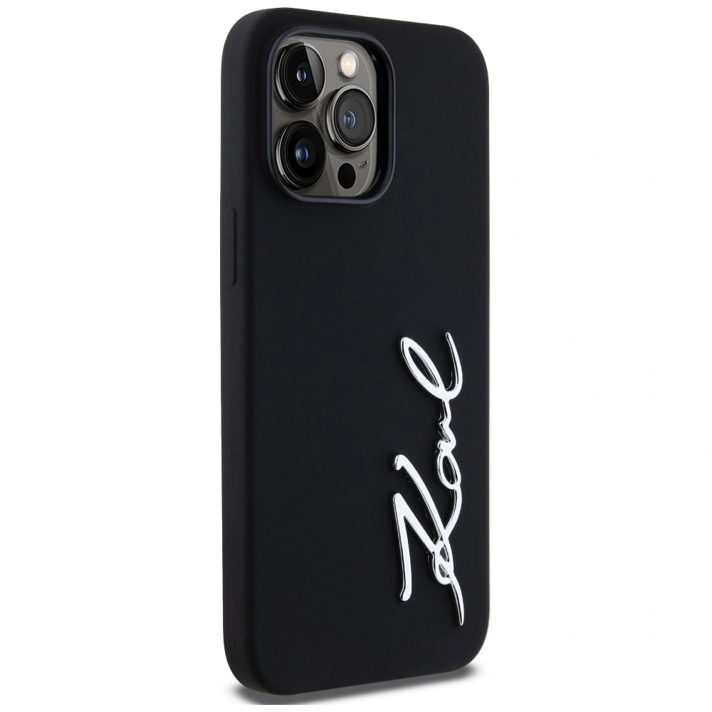 Karl Lagerfeld Silicone Metal Script Logo Apple iPhone 14 Pro Max black