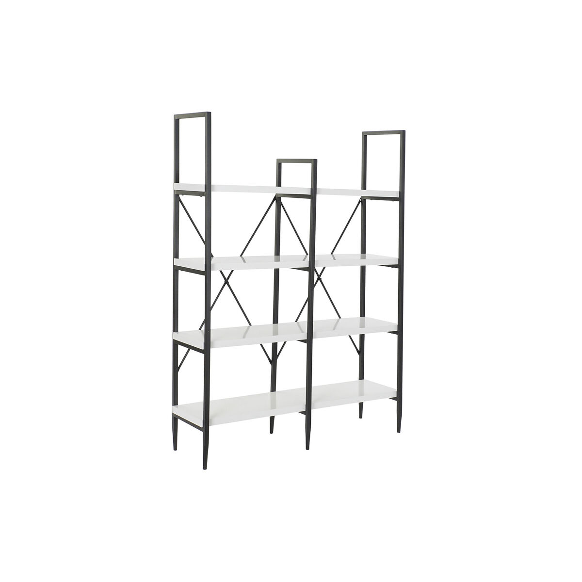 Shelves DKD Home Decor Black Metal White 4 Shelves MDF Wood (110 x 30 x 150 cm)