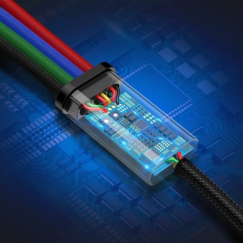 Cable USB Baseus Fast 4in1 2xUSB-C / Lightning / Micro 3,5A 1,2m Black