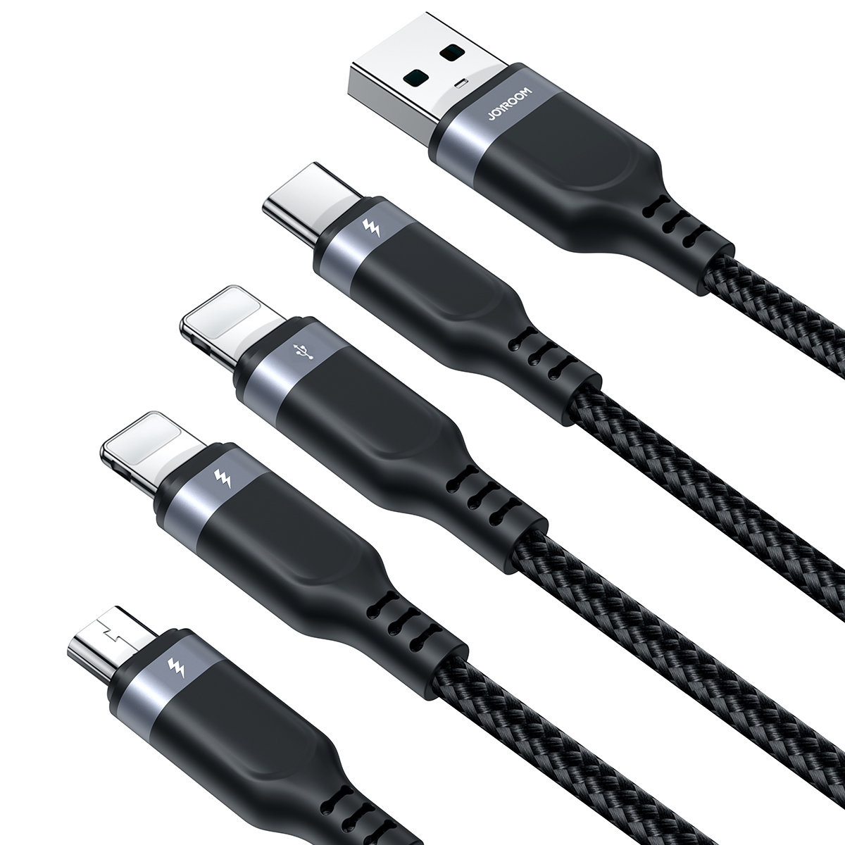 Joyroom S-1T4018A18 4w1 USB-A/USB-C - 2x Lightning - microUSB Cable 1.2m black