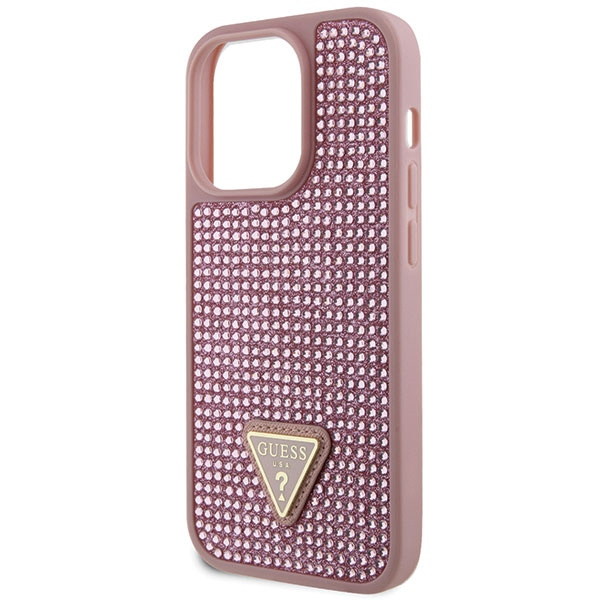 Guess GUHCP14LHDGTPP Apple iPhone 14 Pro pink hardcase Rhinestone Triangle