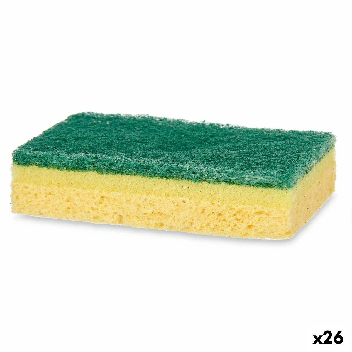 Scheuerschwämme-Set grün Gelb Cellulose Abrasive Faser (10,5 X 6,7 X 2,5 cm) (26 Stück)