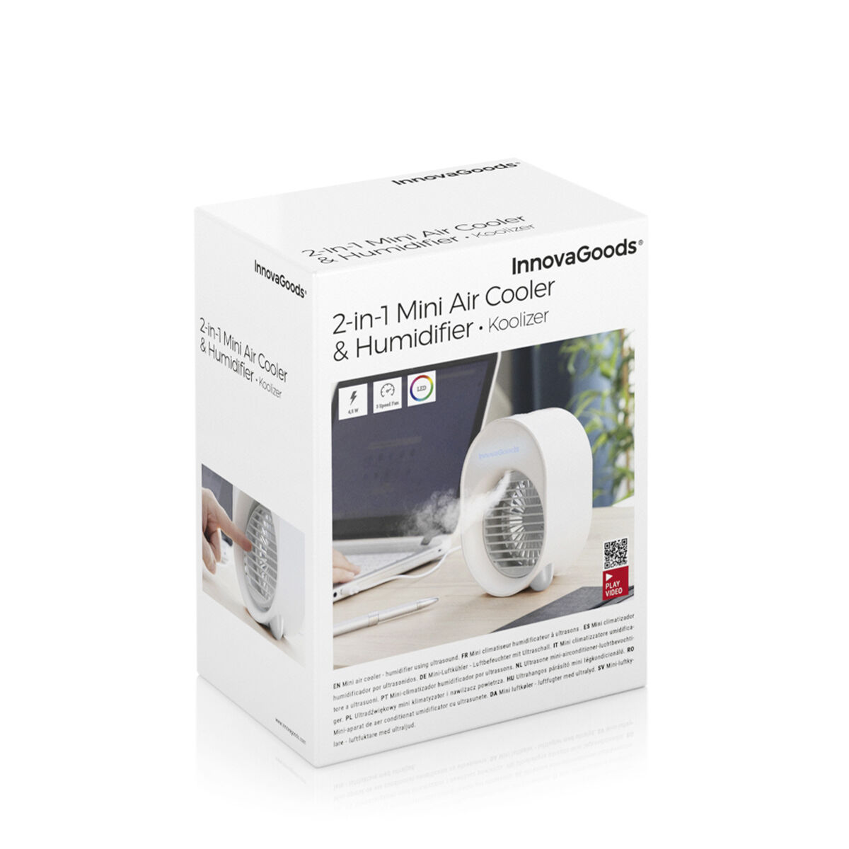 Mini Ultrasound Air Cooler-Humidifier with LED Koolizer InnovaGoods Mini Ultrasound Air Cooler-Humidifier with LED Koolizer InnovaGoods