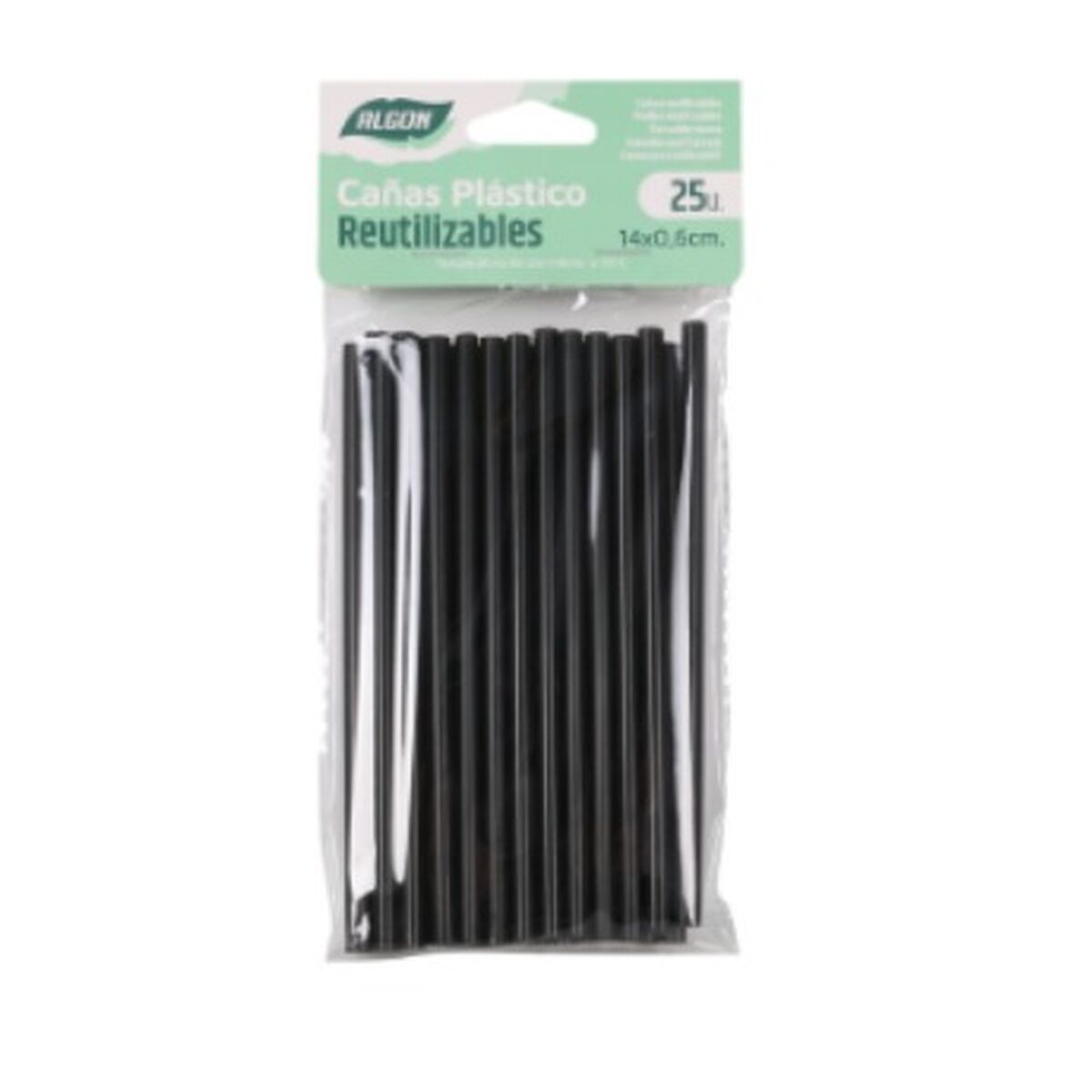 Reusable Straws Algon Black Plastic 14 cm 25 Units