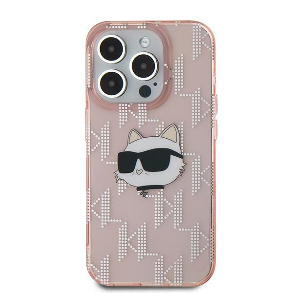 Karl Lagerfeld KLHCP15XHKLPCHP Apple iPhone 15 Pro Max hardcase IML Choupette Head & Monogram pink
