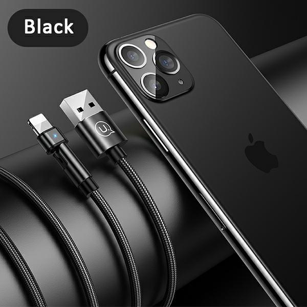 USAMS Nylon Cable Rotatable U60 2A Lightning black 1m SJ476USB01 (US-SJ476)