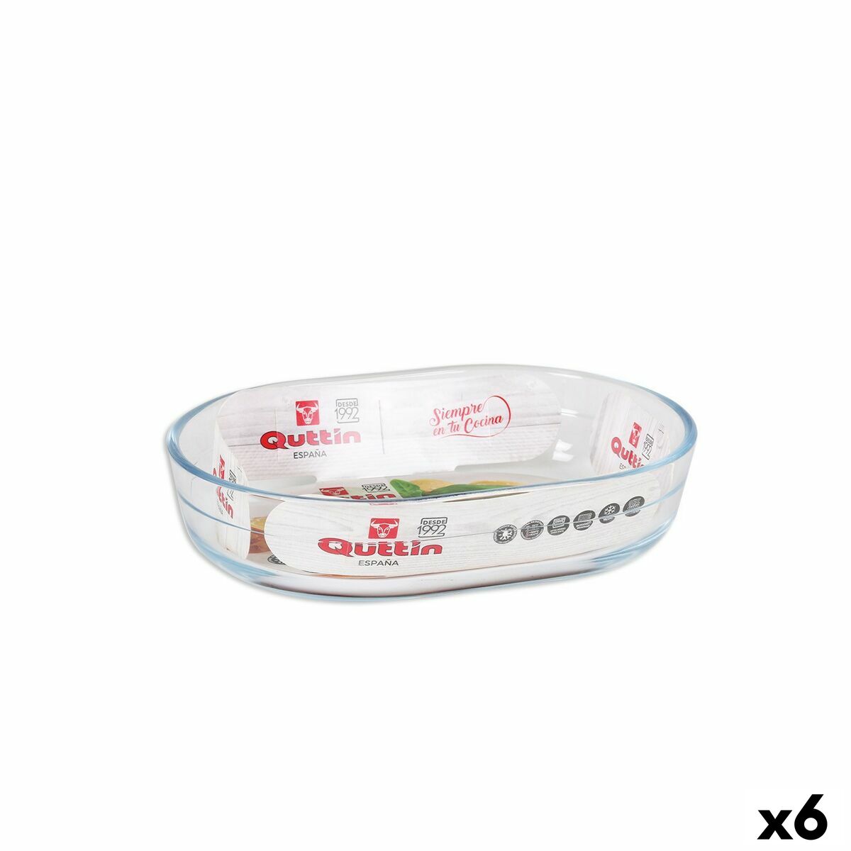 Oven Dish Quttin   600 ml Glass Oval 17,6 x 12,7 x 4 cm (6 Units)