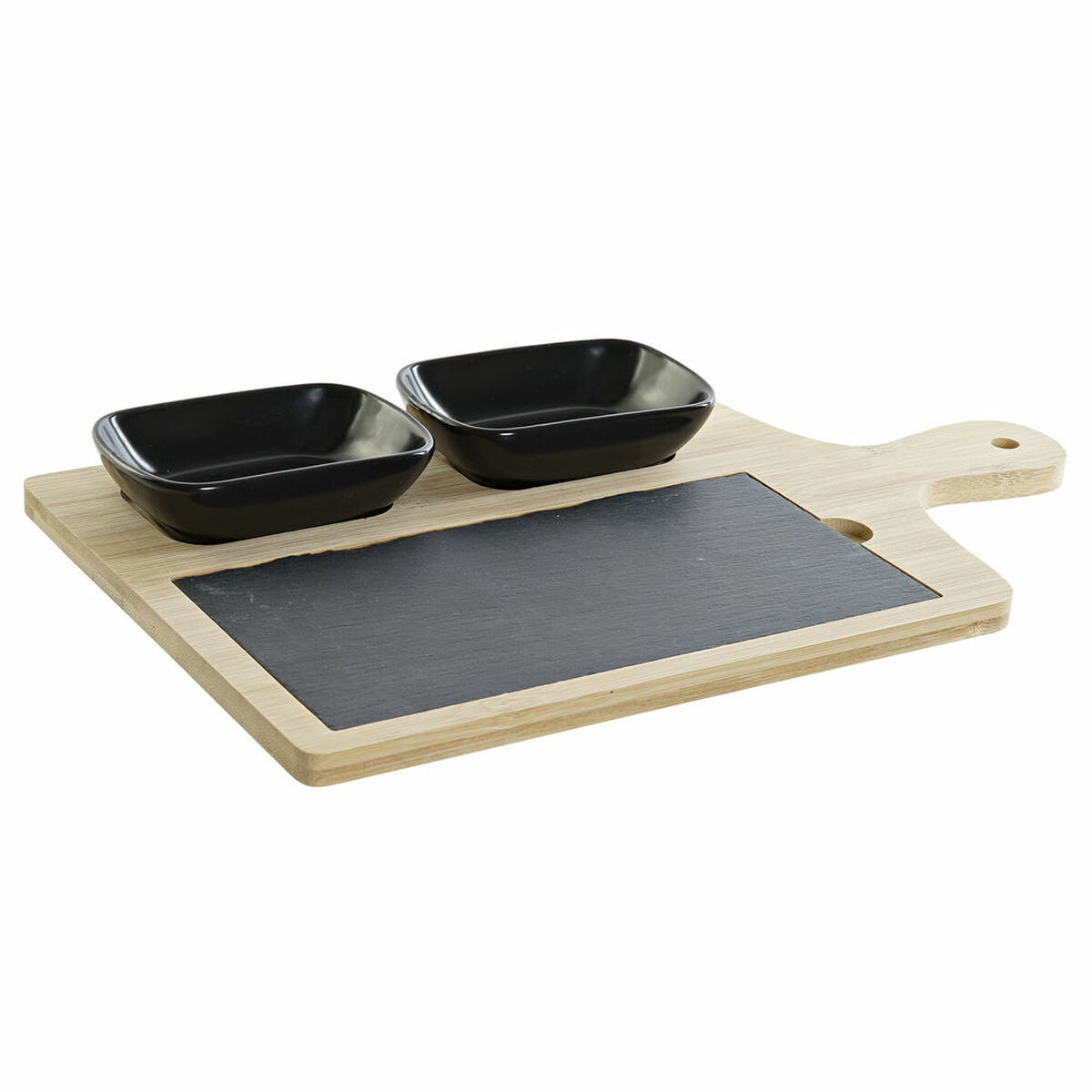 Appetizer Set DKD Home Decor 33 x 19,7 x 3,5 cm Natural Black Board Stoneware (4 pcs)