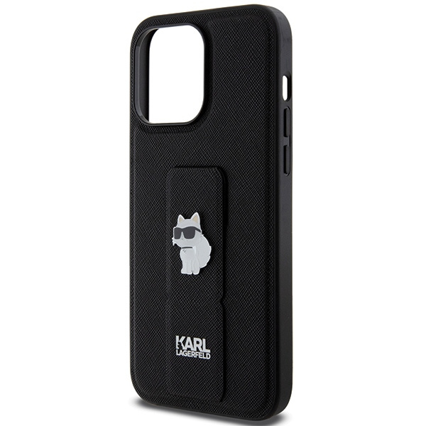 Karl Lagerfeld KLHCP13XGSACHPK Apple iPhone 13 Pro Max hardcase Gripstand Saffiano Choupette Pins black