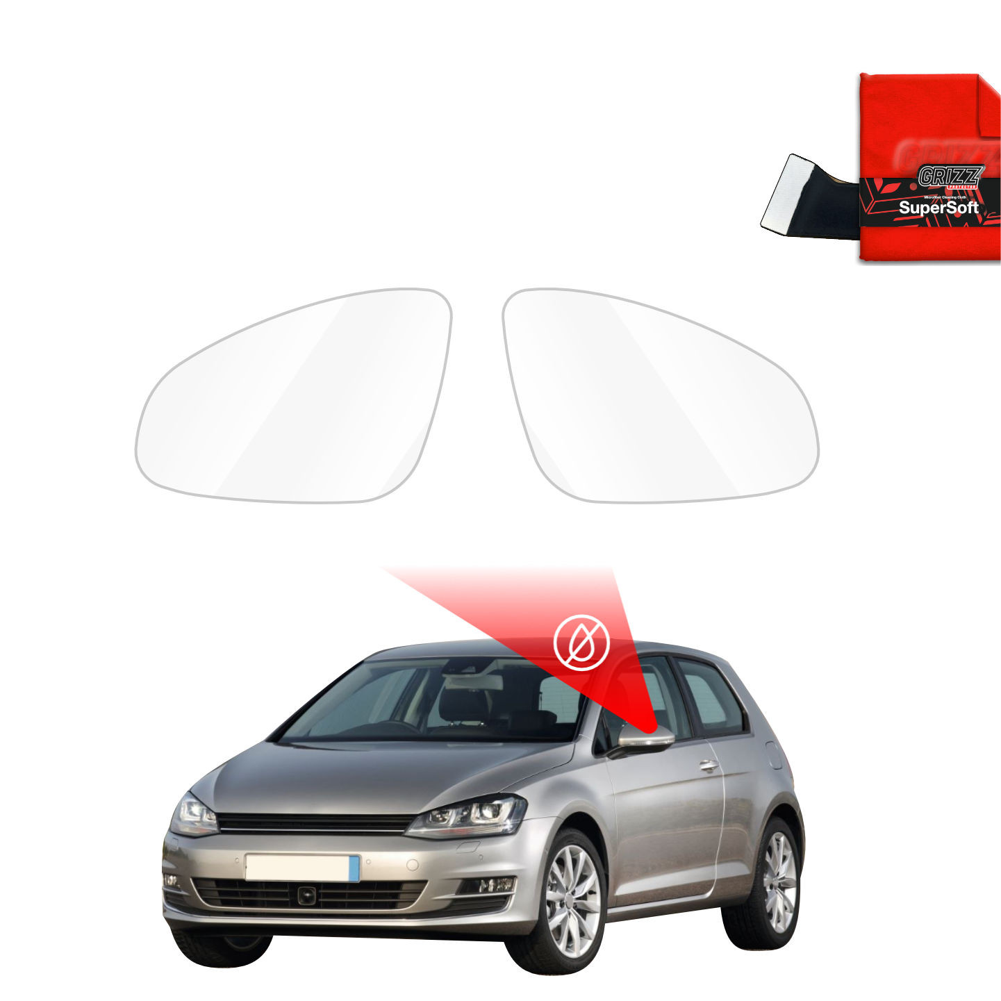 Folia przeciwdeszczowa na lusterka GrizzGlass ZeroDrop do Volkswagen Golf 7 Hatchback 3D (2012-2020)