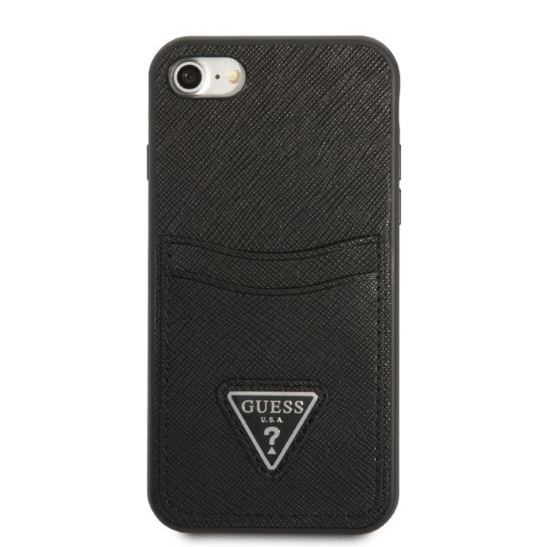 Guess GUHCI8PSATPK Apple iPhone SE 2022/SE 2020/8/7 hardcase black hardcase Saffiano Triangle Logo Cardslot
