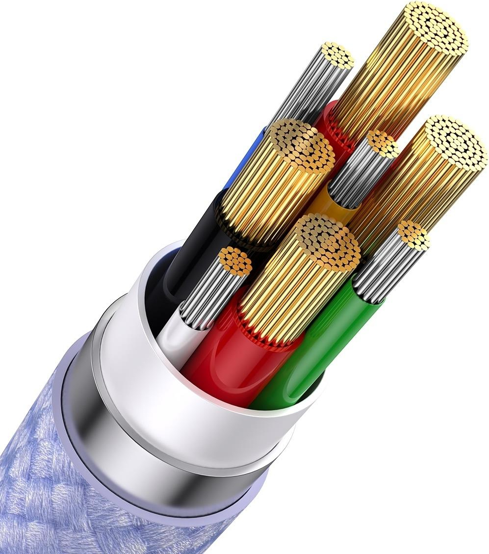 Baseus Flash Series II USB Type C / USB Type A cable - USB Type C / Lightning / micro USB 100 W 1.2 m purple