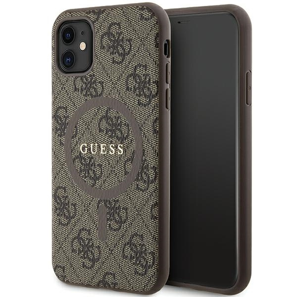 Guess GUHMN61G4GFRW Apple iPhone 11 / XR hardcase 4G Collection Leather Metal Logo MagSafe brown