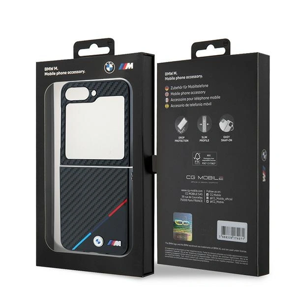 Case BMW BMHCZF623PUDTK Samsung Galaxy Z Flip6 hardcase Carbon Tricolor black/black