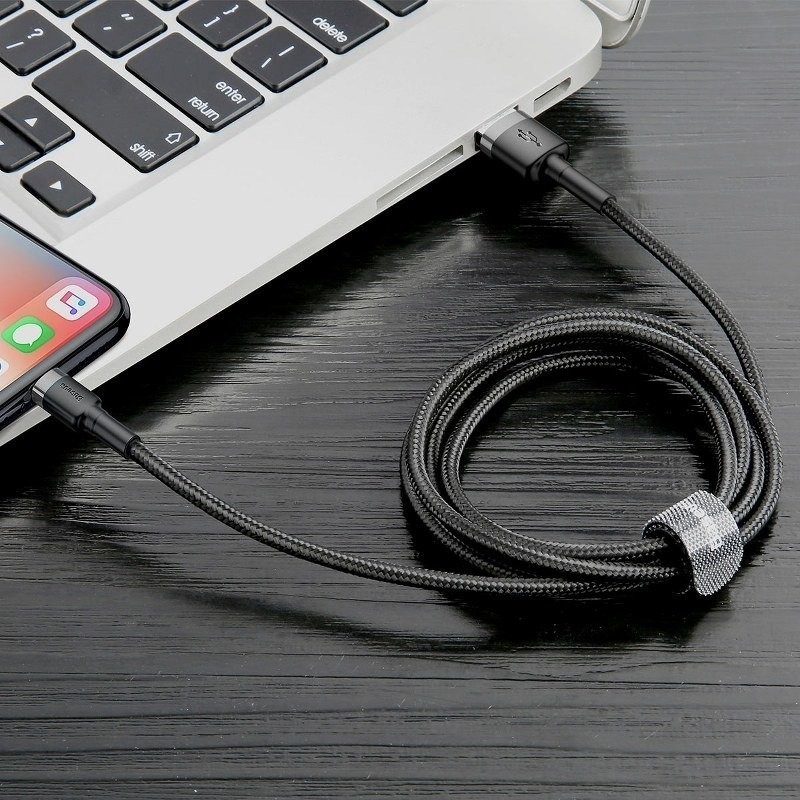 Cable Lightning USB Baseus Cafule 2,4A 1m Gray&Black