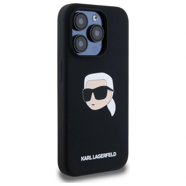 Karl Lagerfeld KLHMP15LSKHPPLK Apple iPhone 15 Pro hardcase Silicone Karl Head Print MagSafe black