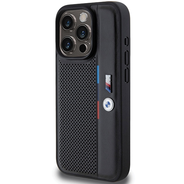 BMW BMHCP15L23PUPVK Apple iPhone 15 Pro hardcase Perforated Tricolor Line black