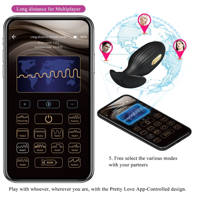 PRETTY LOVE - JEFFERSON APP CONTROLLED ANAL PLUG BLACK PRETTY LOVE - JEFFERSON APP CONTROLLED ANAL PLUG BLACK