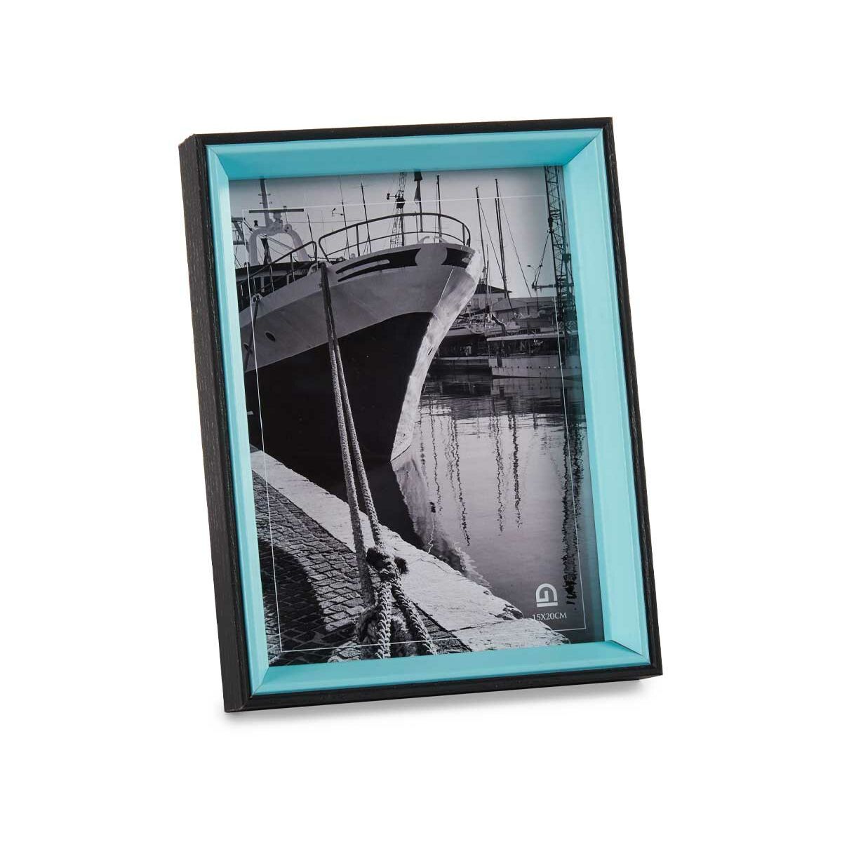 Photo frame Crystal Black Blue MDF Wood (3 x 22 x 17 cm) (6 Units)