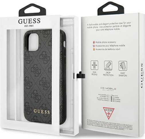 Guess GUHCN61G4GFGR Apple iPhone 11 grey hard case 4G Metal Gold Logo