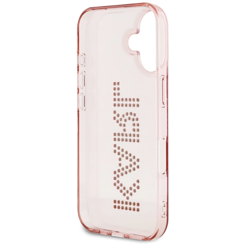 Etui Karl Lagerfeld IML Rhinestones Logo do Apple iPhone 16 różowy
