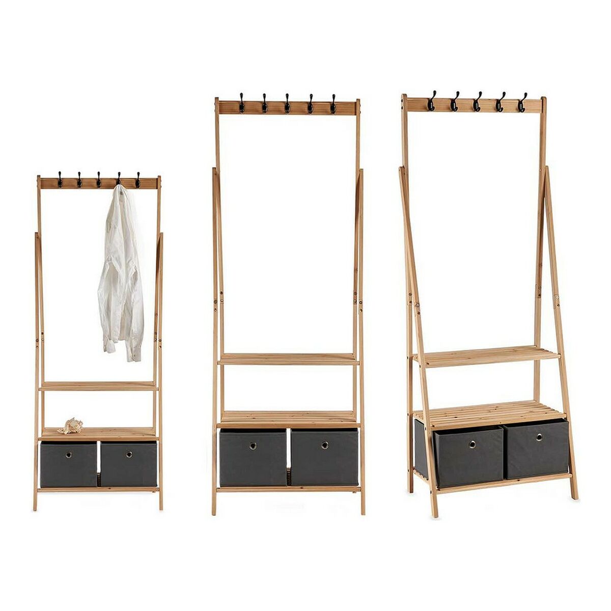 Hat stand Grey Brown Wood Cloth (40,5 x 175 x 67 cm)