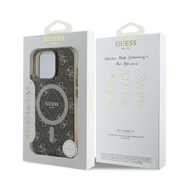 Guess GUHMP16LH4DTEW Apple iPhone 16 Pro hardcase IML 4G Background MagSafe brown