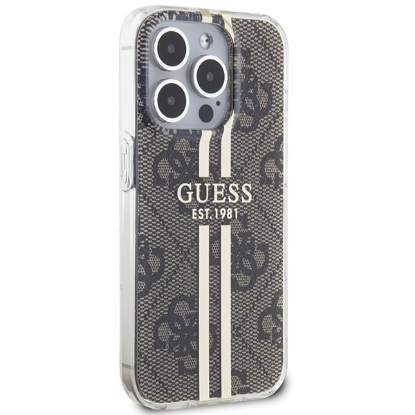 Guess GUHCP15XH4PSEGW Apple iPhone 15 Pro Max hardcase IML 4G Gold Stripe brown