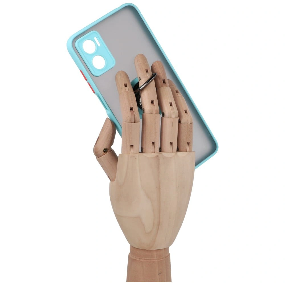 Bizon Case Hybrid Ring Motorola Moto E22 / E22i smoky with a light blue frame