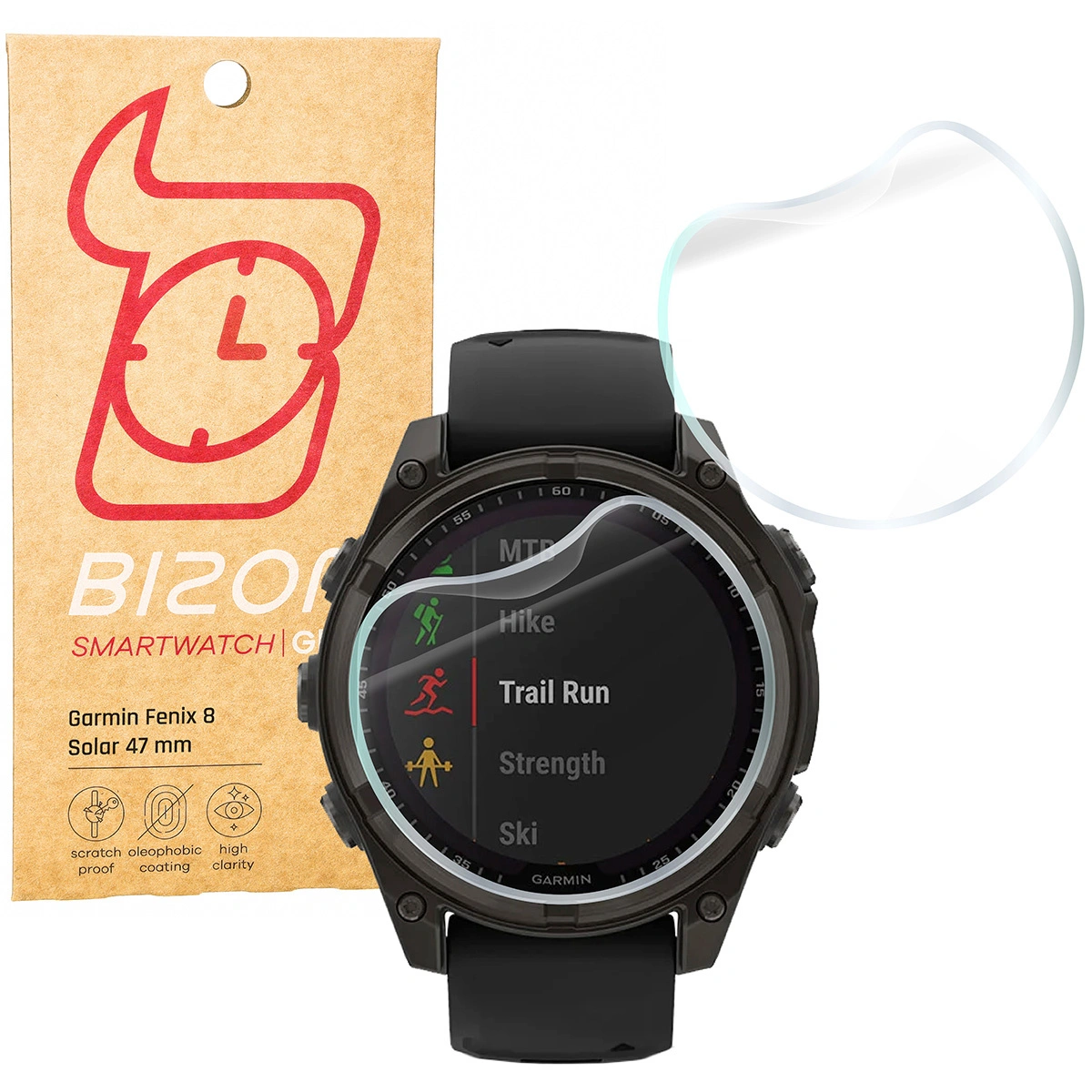 Bizon Glass Watch Hydrogel Garmin Fenix 8 Solar 47 mm [2 PACK]