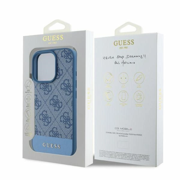 Case Guess GUHCP16XG4GLBL Apple iPhone 16 Pro Max hardcase 4G Bottom Stripe blue
